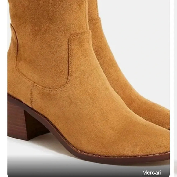 J.CrewFactory Women Western Tan Suede Ankle Zip Boots - Picture 2 of 9